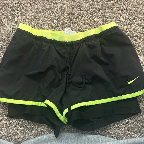 nike shorts, black, lime green - Picture 1 of 3